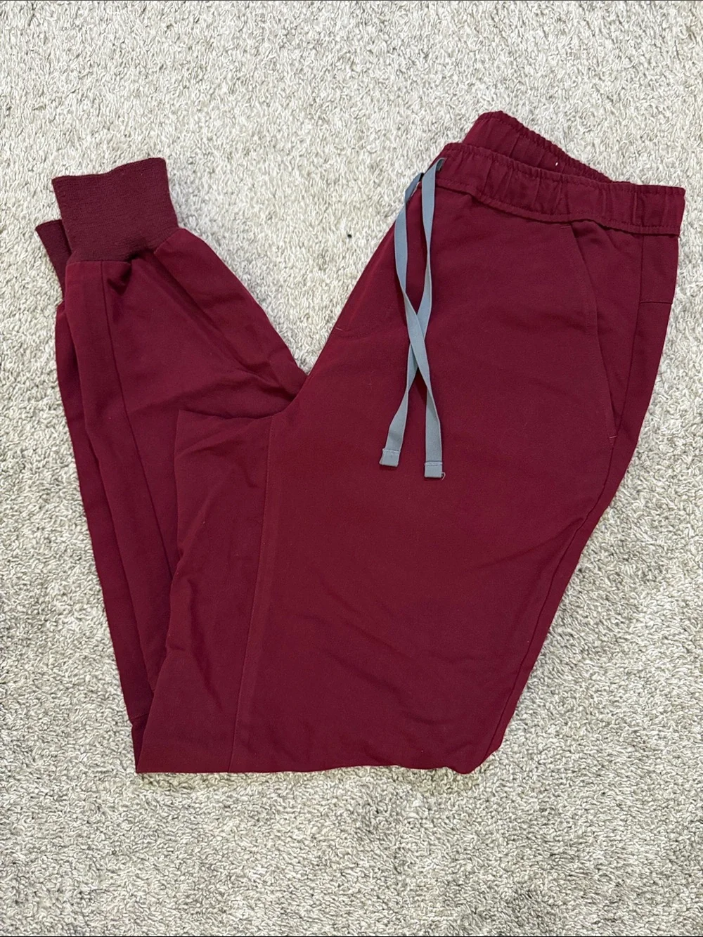 Figs Maroon Men's Jogger pants with Gray Drawstring